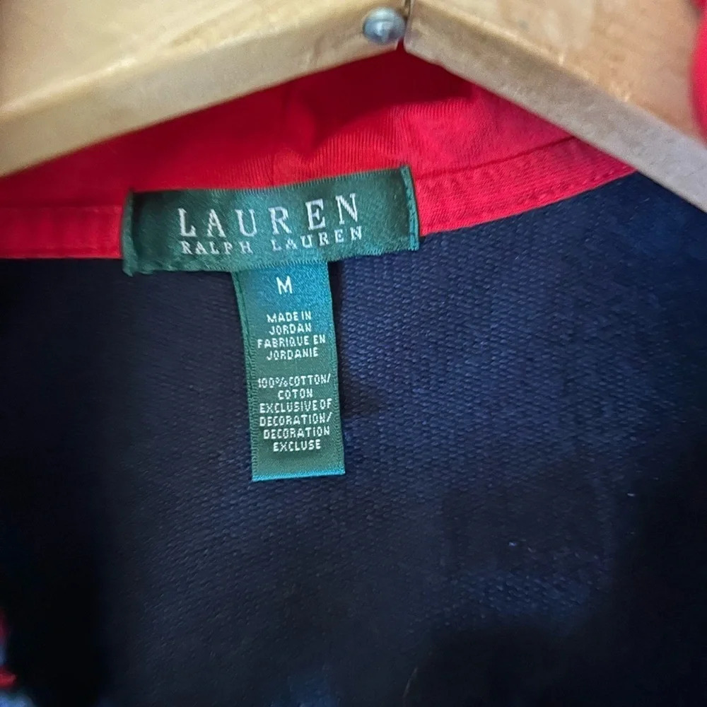 Lauren Ralph Lauren kids medium Zip Up Hoodie Sweater Jacket Blue Embroidered - Picture 3 of 8